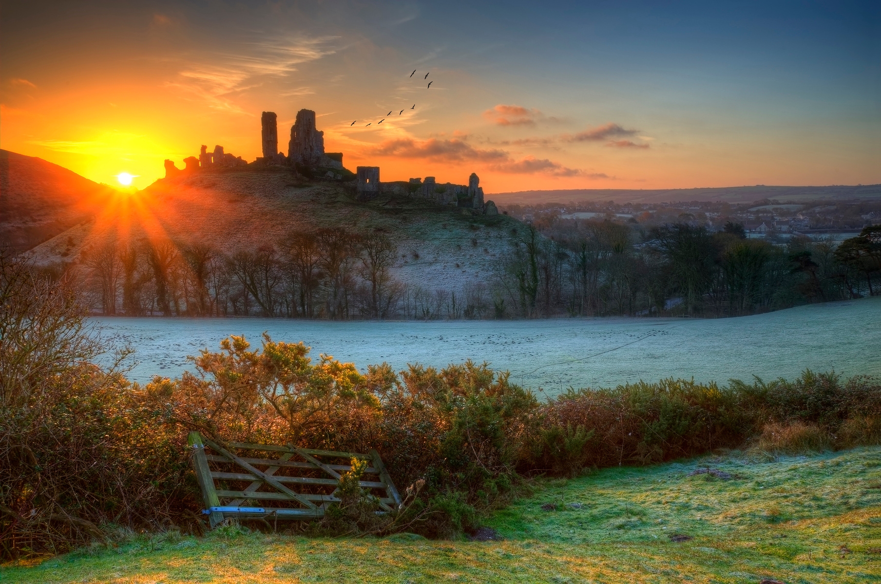 Corfe Castle Winter Sunrise